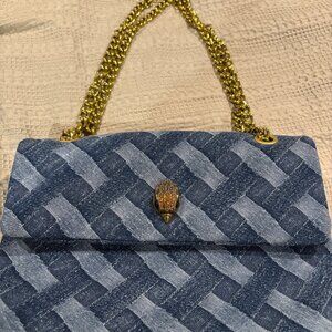 Kurt Geiger Style Large Denim Kensington Shoulder Bag – Chain Strap – New